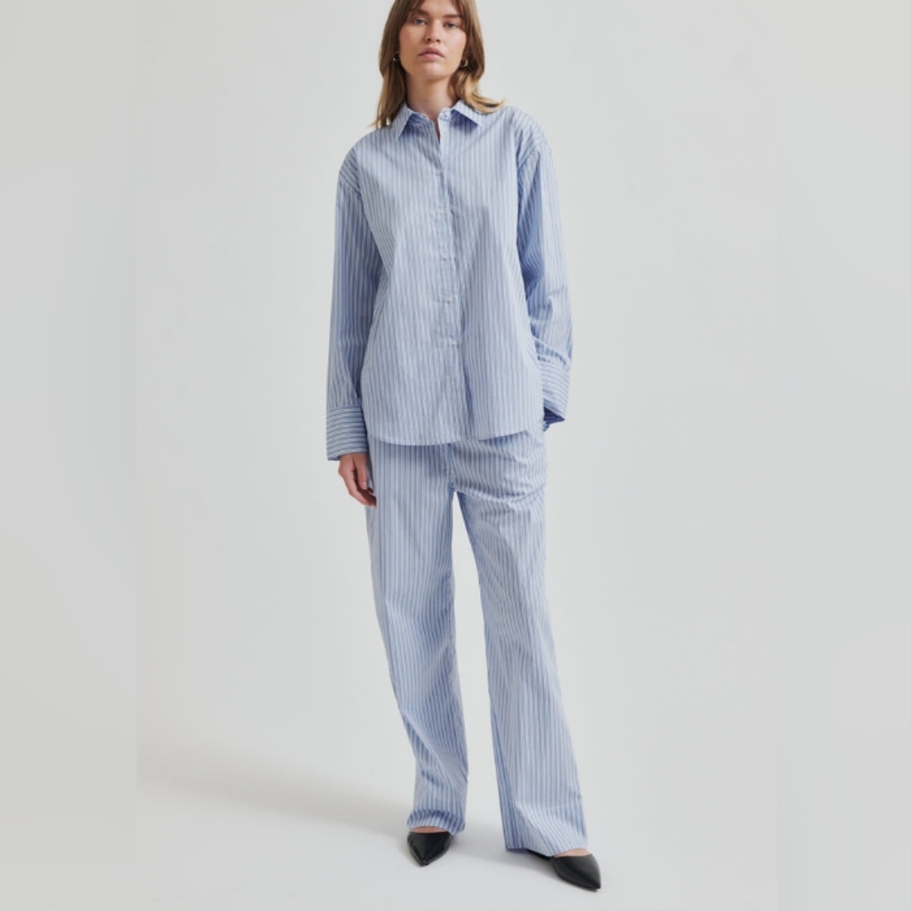 SECOND FEMALE Blue White Striped Cairo Cotton Pants M